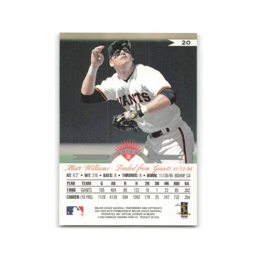 Matt Williams 1997 Leaf #20 Cleveland Indians Baseball Card NM
