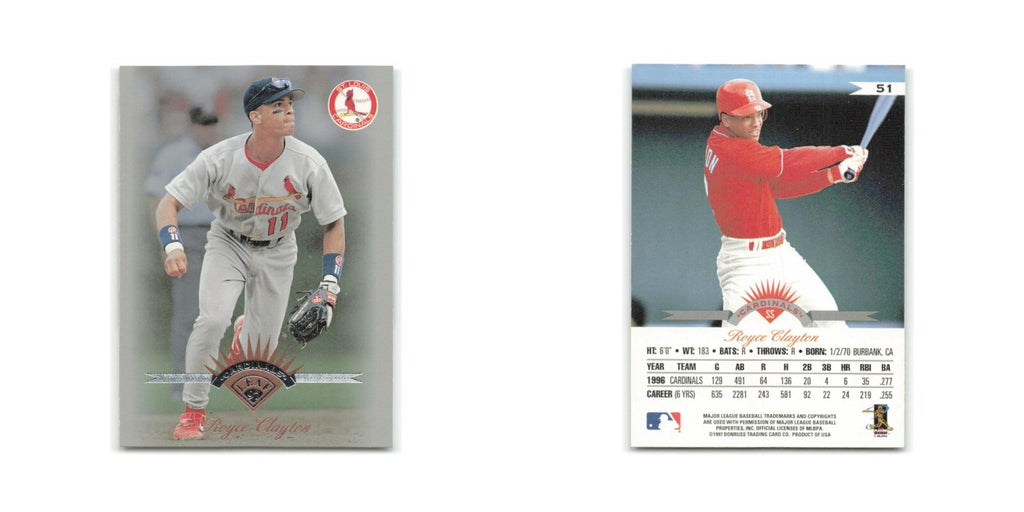 Royce Clayton 1997 Leaf #51 St. Louis Cardinals Baseball Card NM