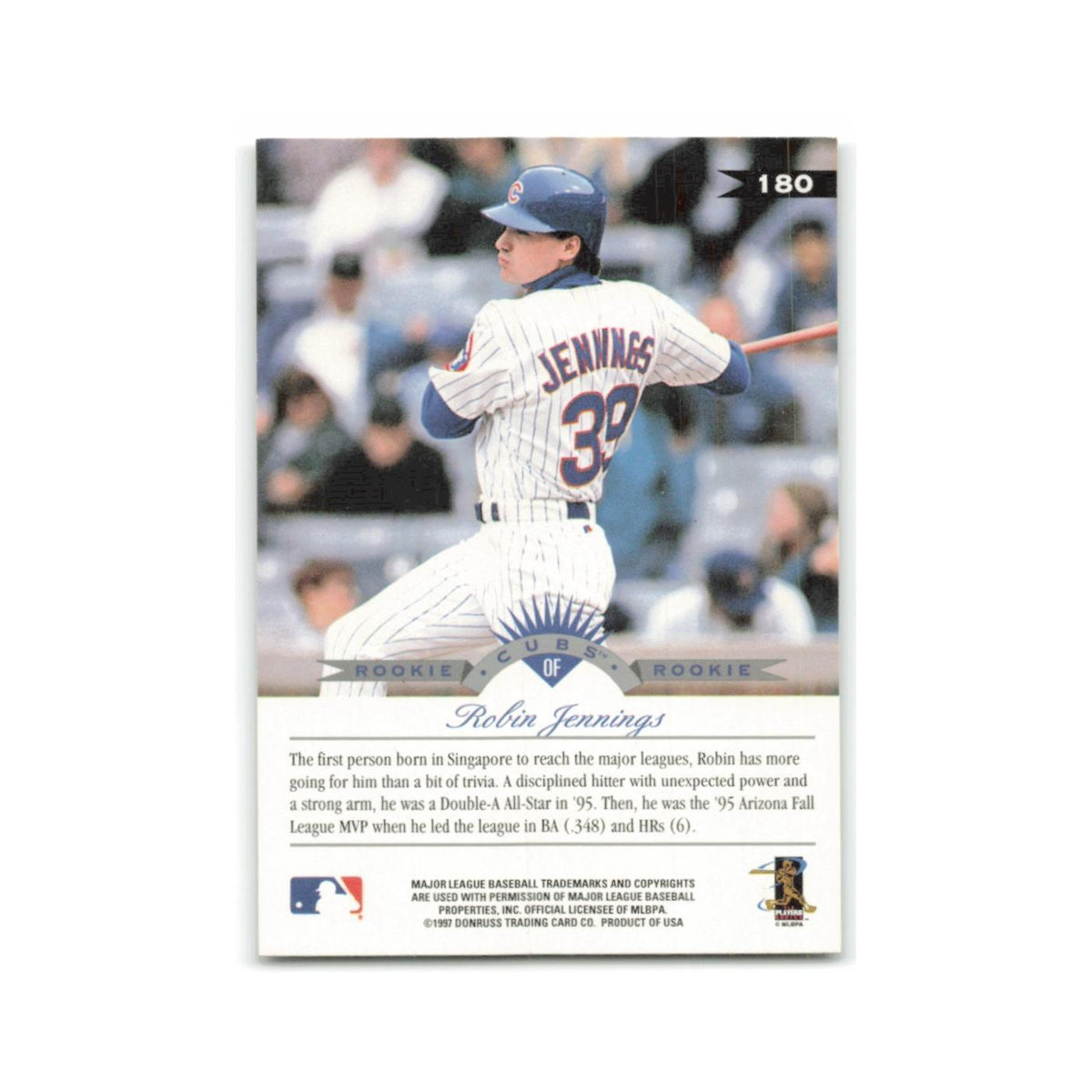 Robin Jennings Rookie 1997 Leaf #180 Chicago Cubs Baseball Card NM