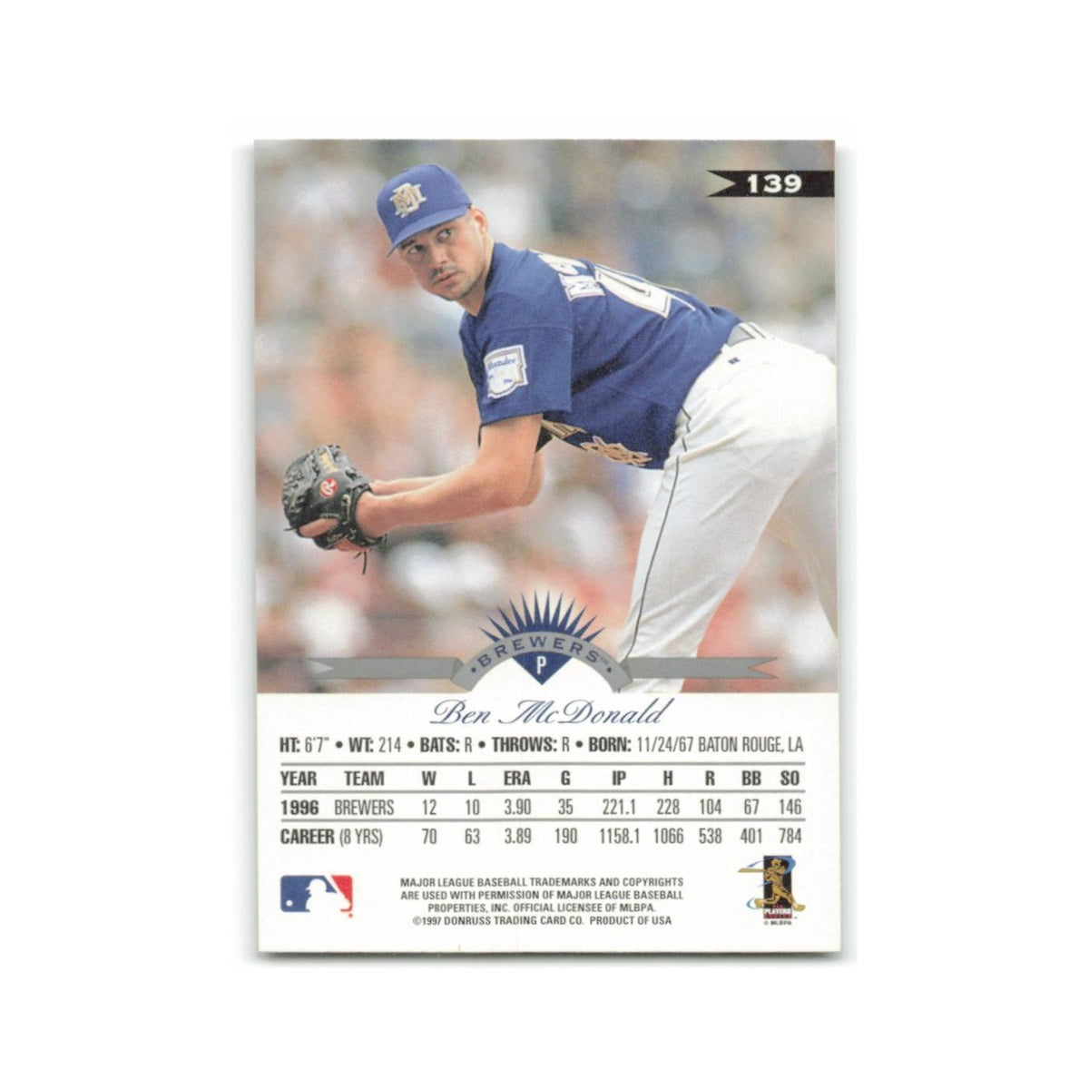 Ben McDonald 1997 Leaf #139 Milwaukee Brewers Baseball Card NM