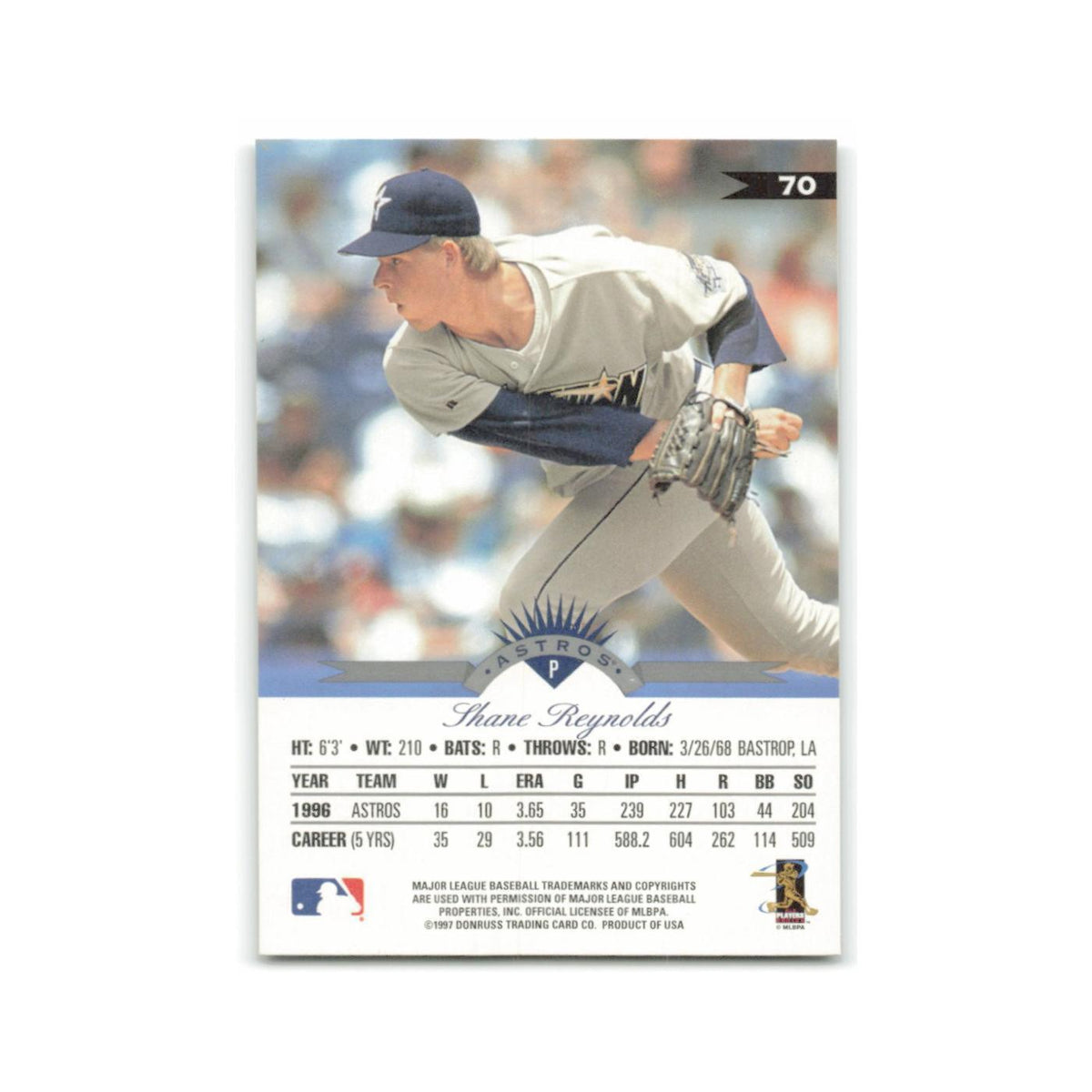 Shane Reynolds 1997 Leaf #70 Houston Astros Baseball Card NM