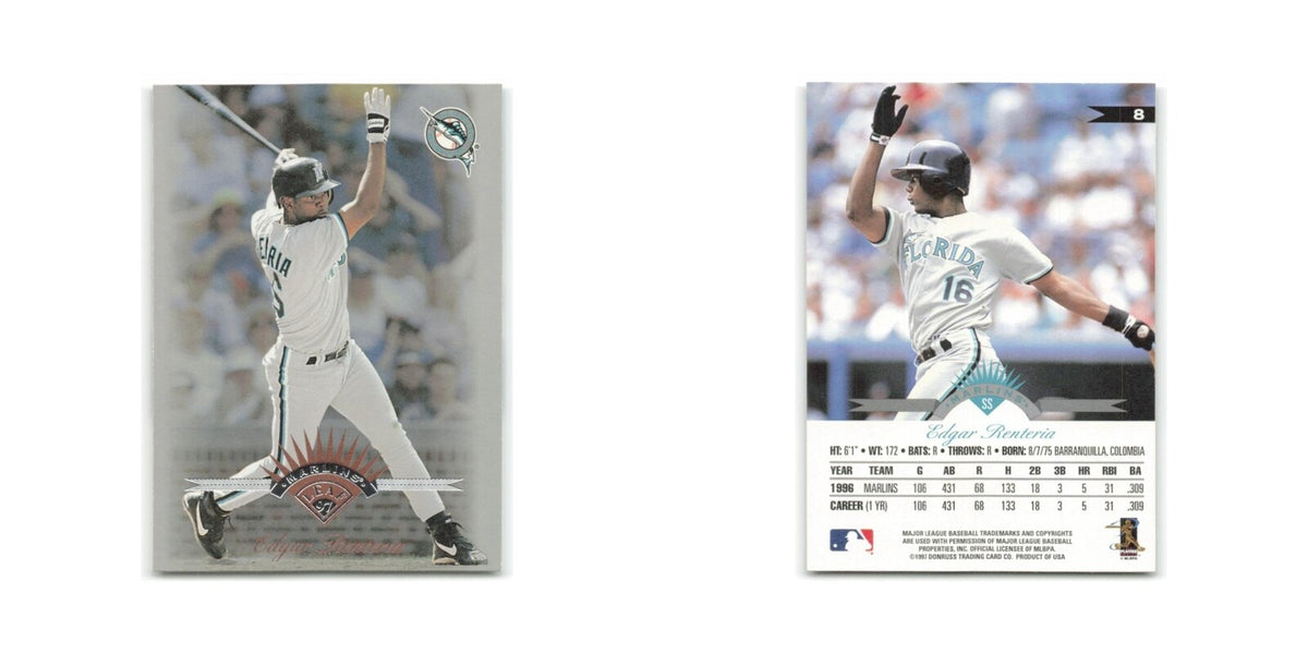 Edgar Renteria 1997 Leaf #8 Florida Marlins Baseball Card NM