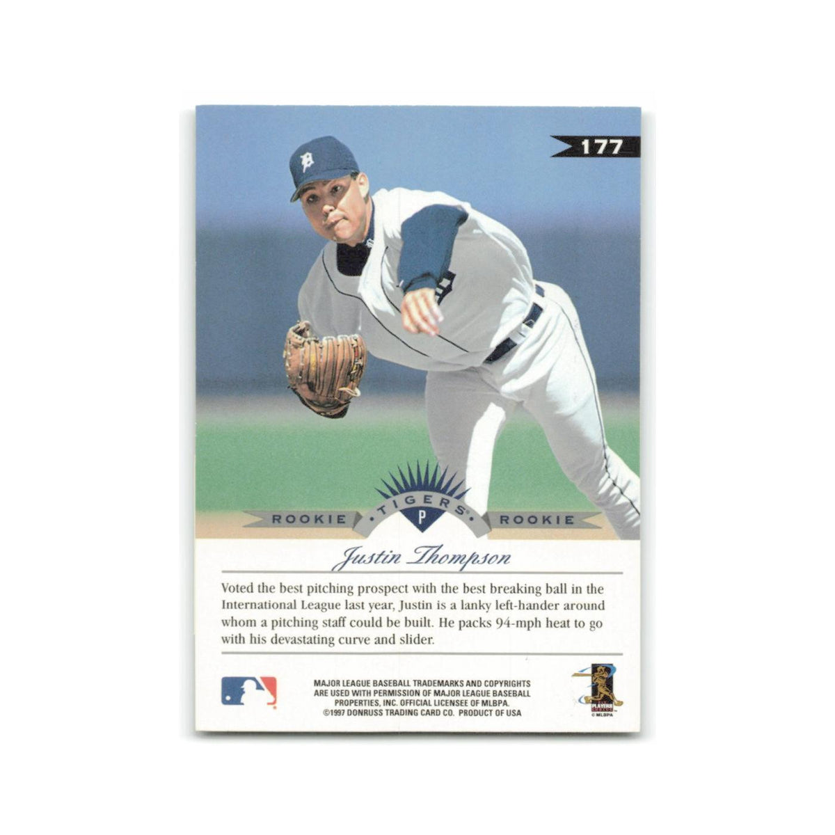 Justin Thompson Rookie 1997 Leaf #177 Detroit Tigers Baseball Card NM