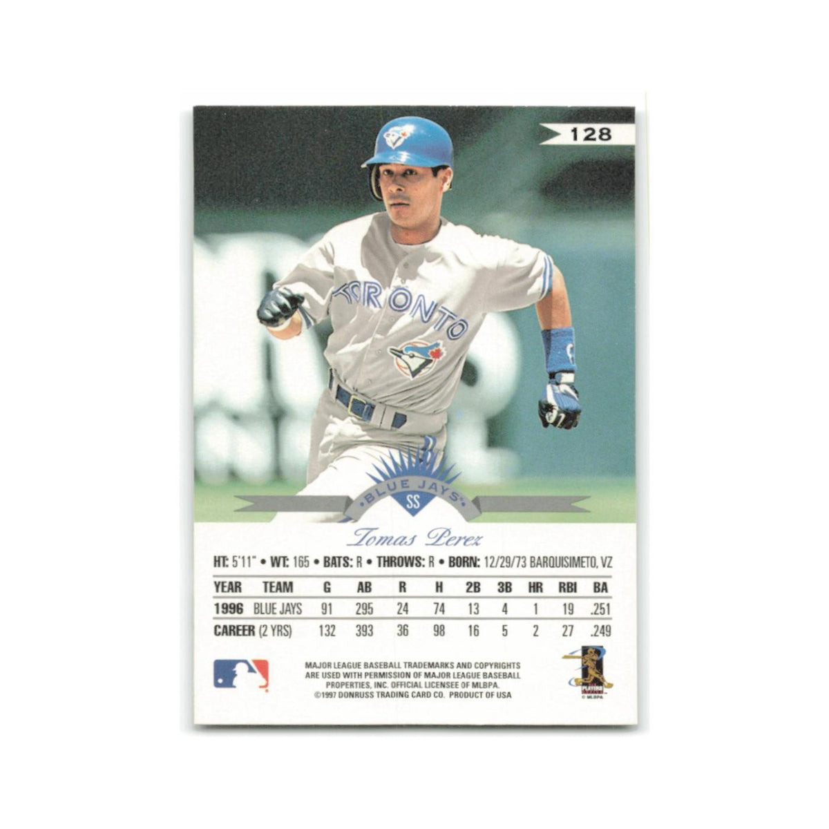 Tomas Perez 1997 Leaf #128 Toronto Blue Jays Baseball Card NM