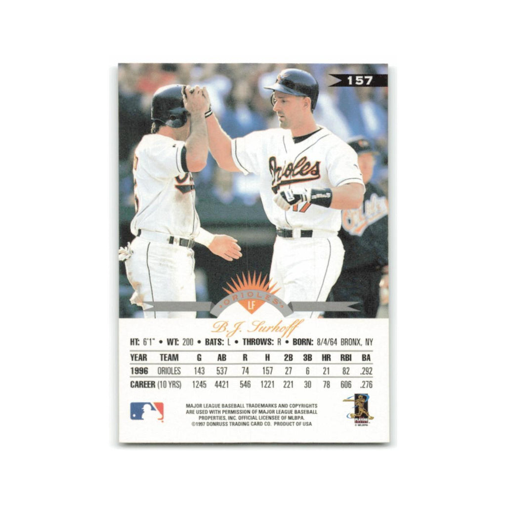 B.J. Surhoff 1997 Leaf #157 Baltimore Orioles Baseball Card NM