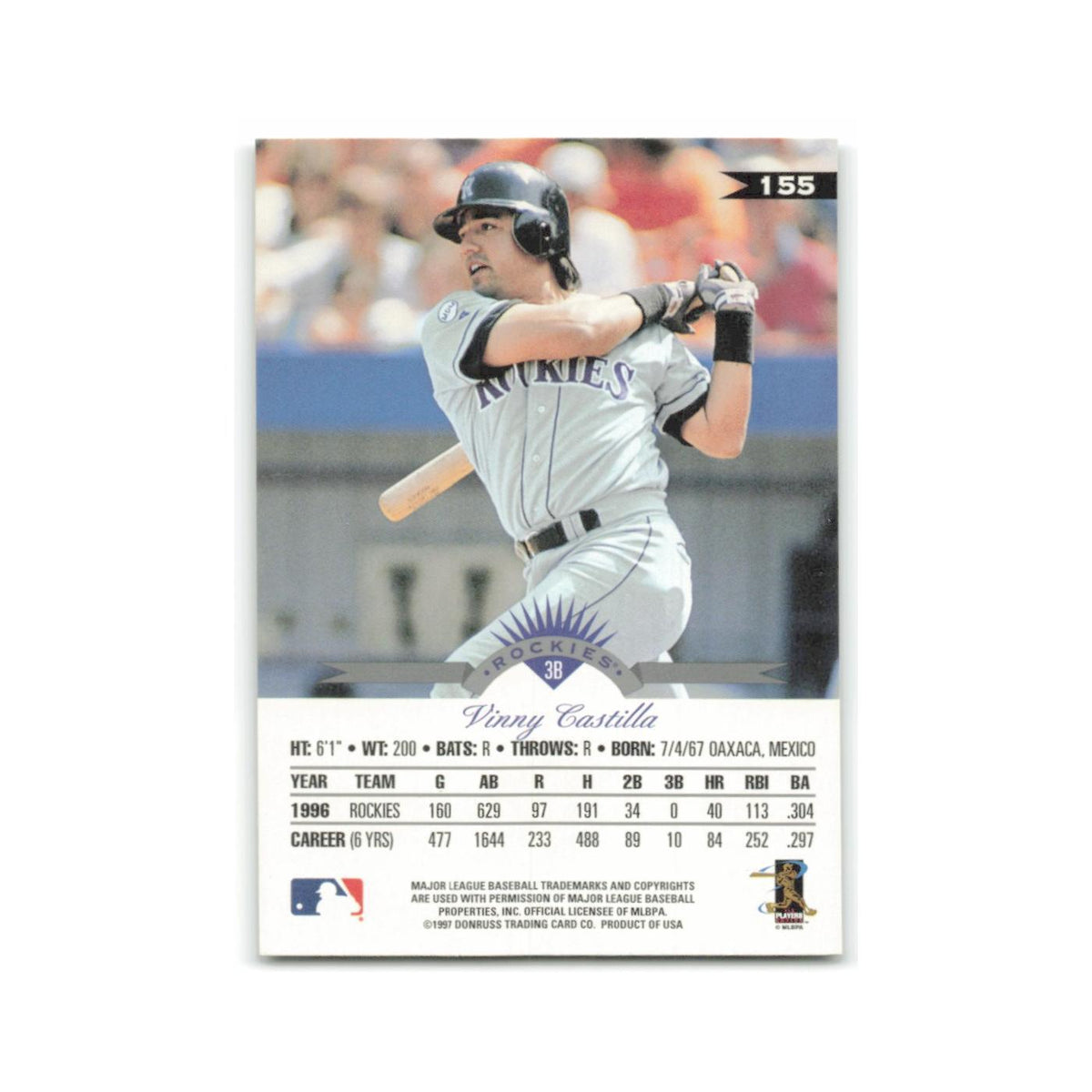 Vinny Castilla 1997 Leaf #155 Colorado Rockies Baseball Card NM
