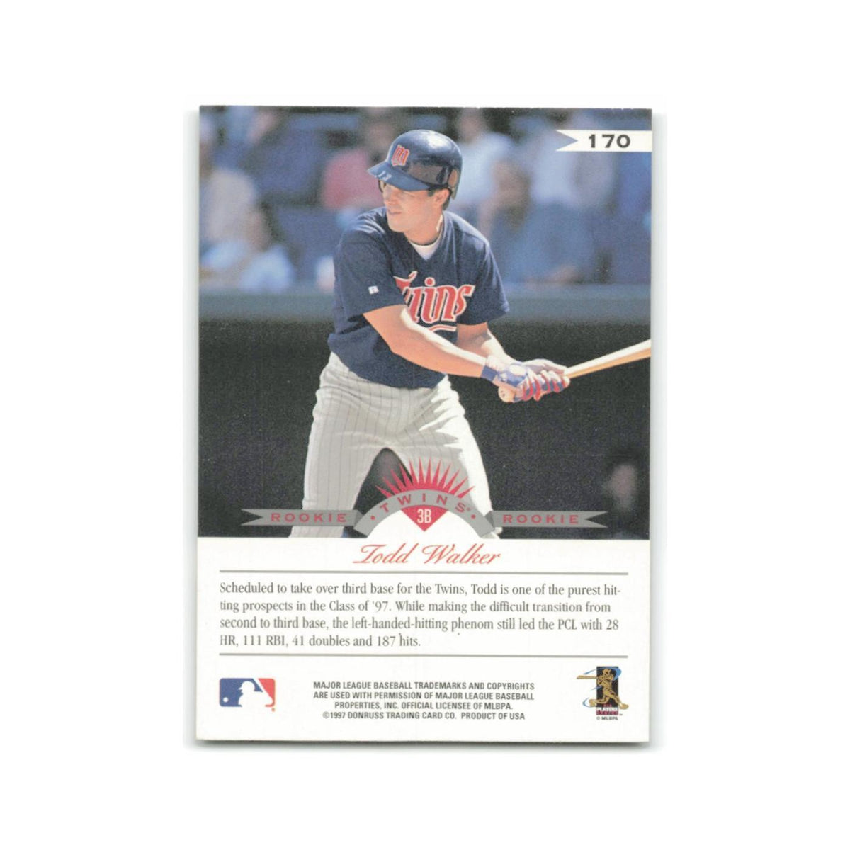 Todd Walker Rookie 1997 Leaf #170 Minnesota Twins Baseball Card NM