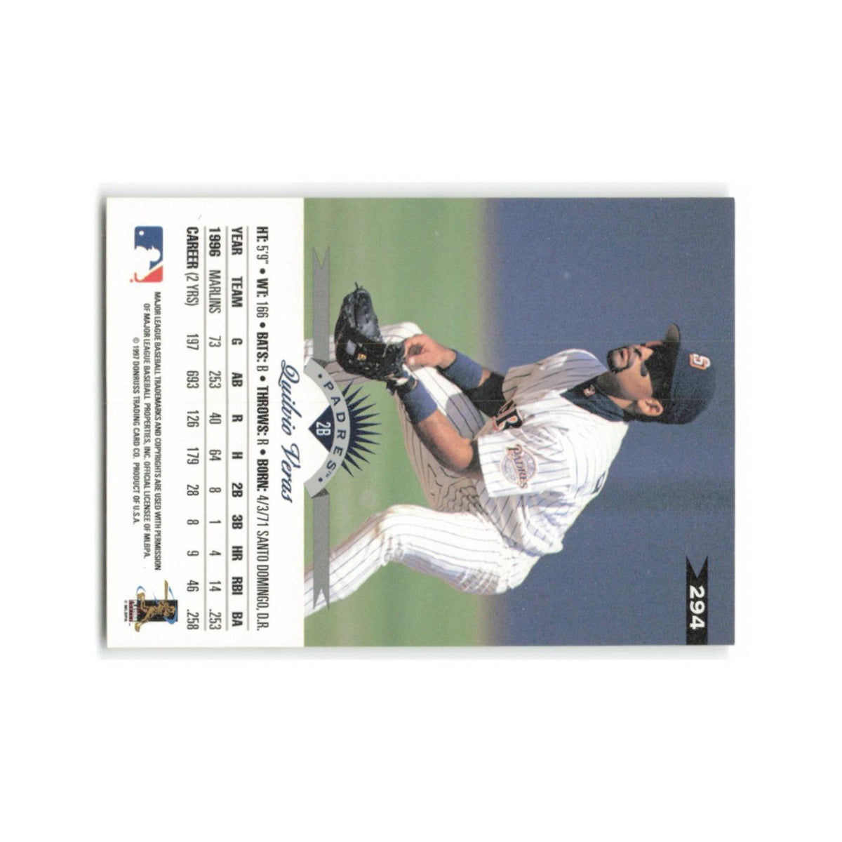 Quilvio Veras 1997 Leaf #294 San Diego Padres Baseball Card NM