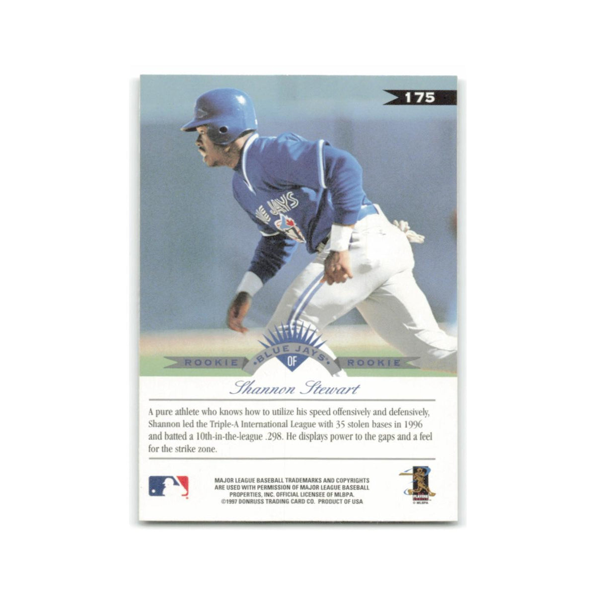 Shannon Stewart Rookie 1997 Leaf #175 Toronto Blue Jays Baseball Card NM