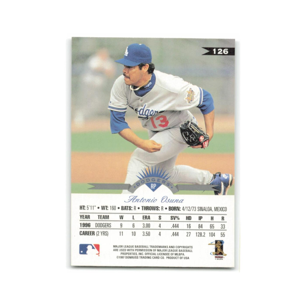Antonio Osuna 1997 Leaf #126 Los Angeles Dodgers Baseball Card NM