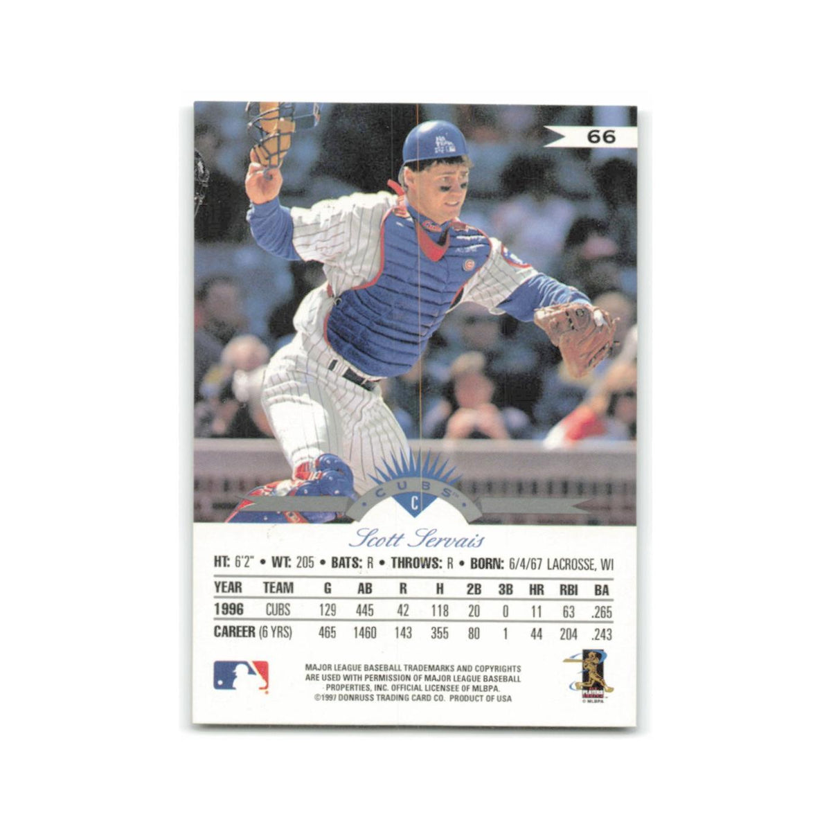 Scott Servais 1997 Leaf #66 Chicago Cubs Baseball Card NM