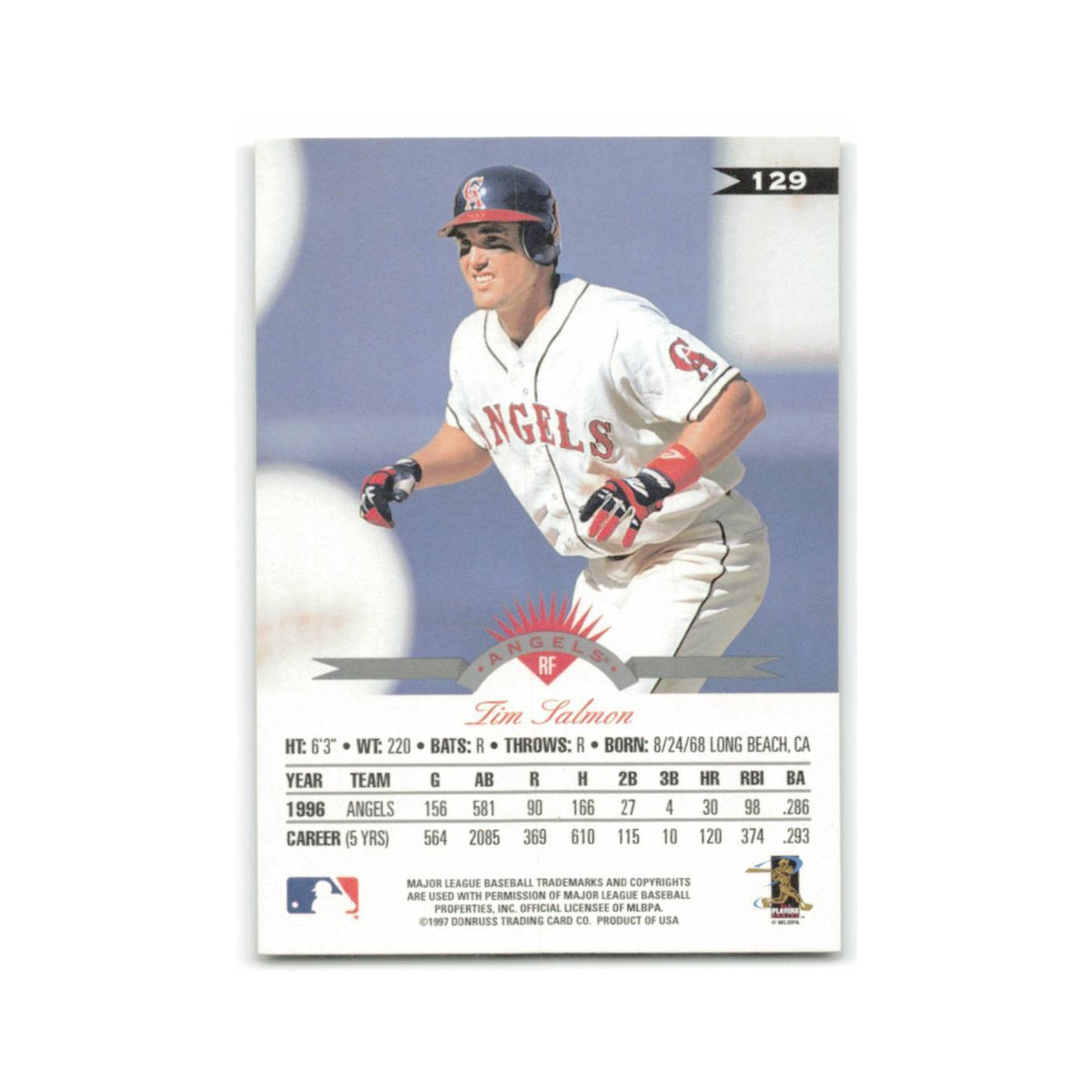 Tim Salmon 1997 Leaf #129 Anaheim Angels Baseball Card NM
