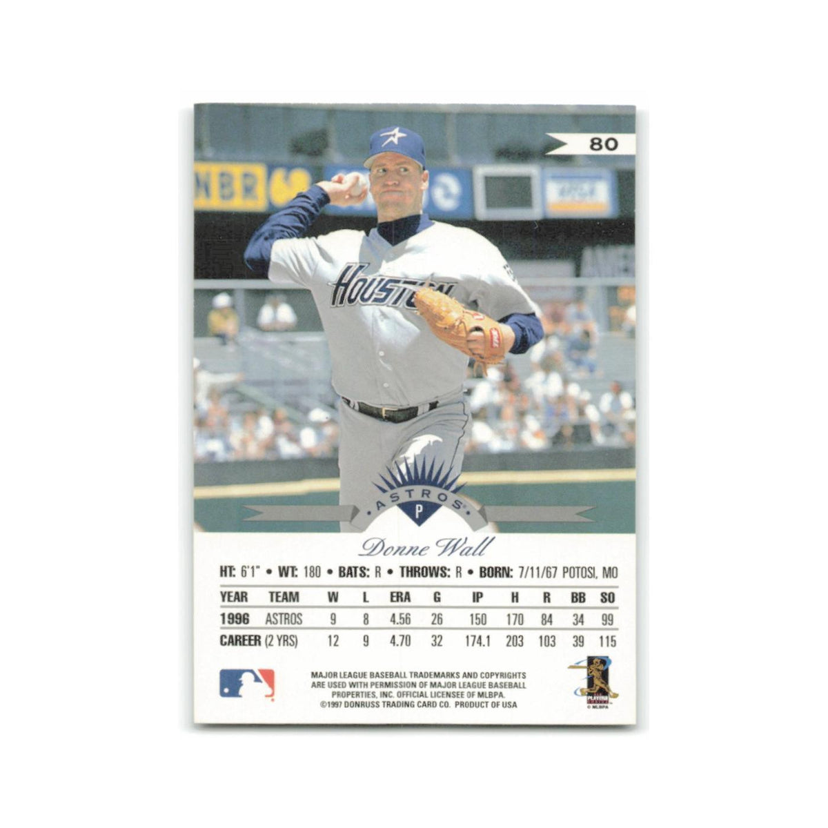 Donne Wall 1997 Leaf #80 Houston Astros Baseball Card NM