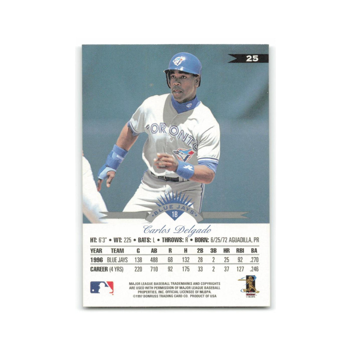 Carlos Delgado 1997 Leaf #25 Toronto Blue Jays Baseball Card NM