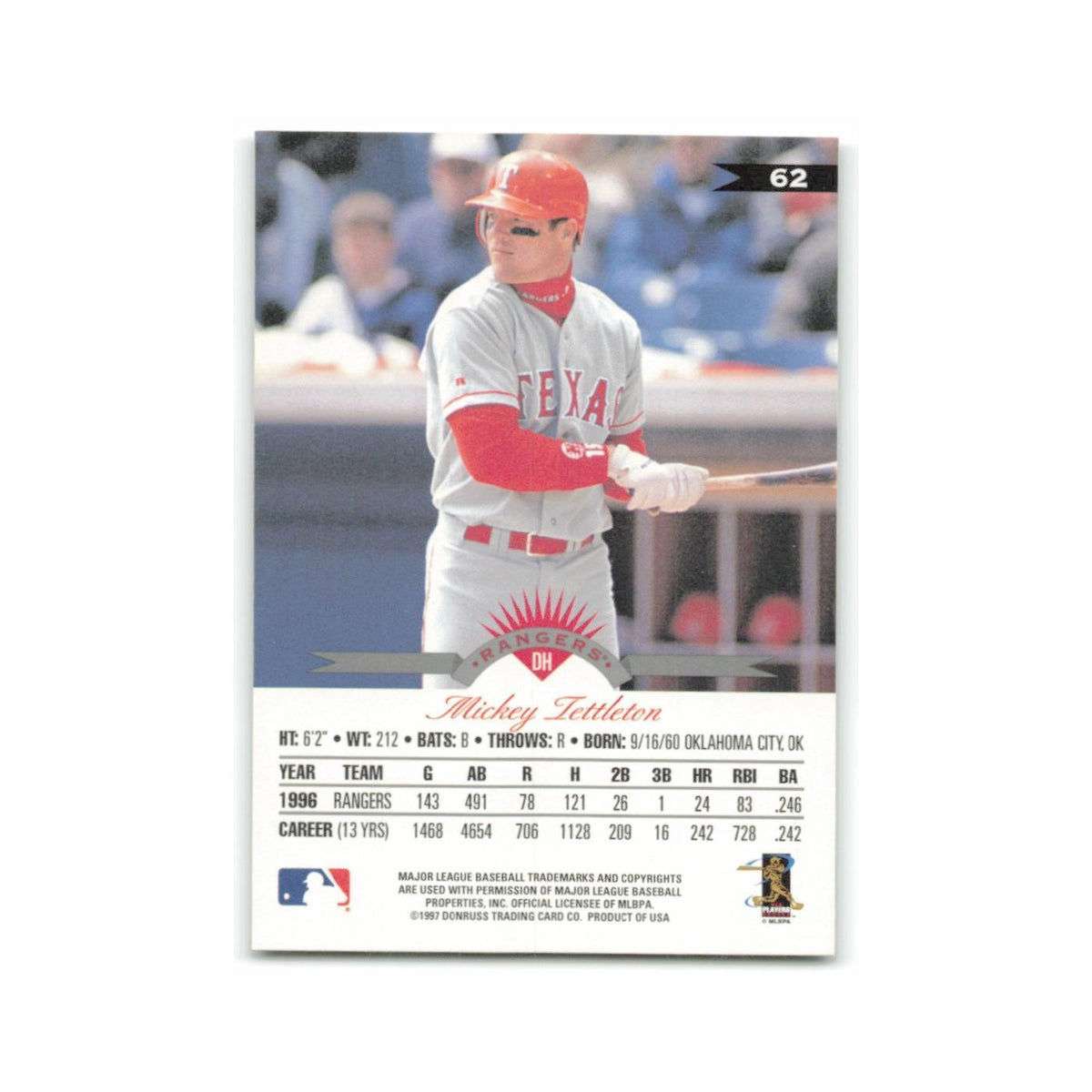 Mickey Tettleton 1997 Leaf #62 Texas Rangers Baseball Card NM