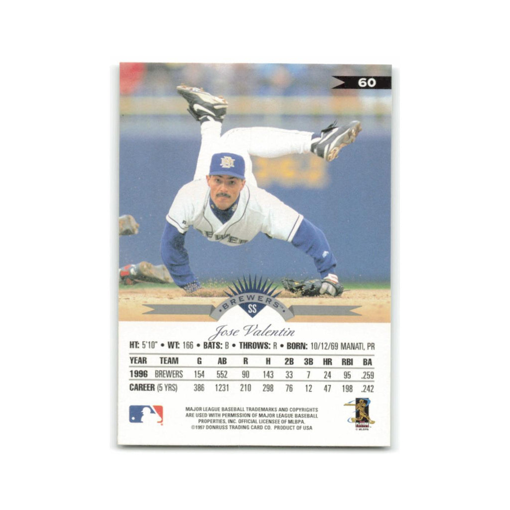 Jose Valentin 1997 Leaf #60 Milwaukee Brewers Baseball Card NM