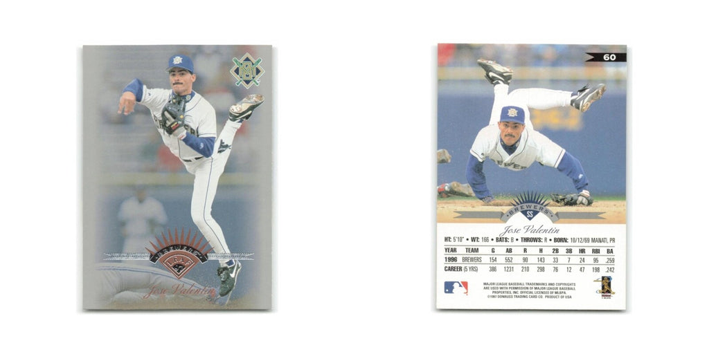 Jose Valentin 1997 Leaf #60 Milwaukee Brewers Baseball Card NM