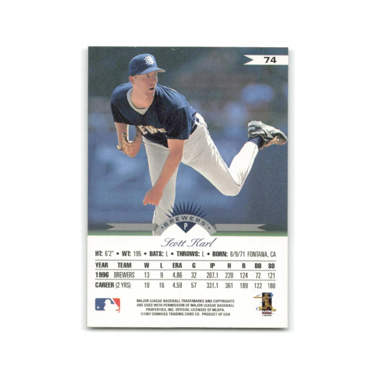 Scott Karl 1997 Leaf #74 Milwaukee Brewers Baseball Card NM