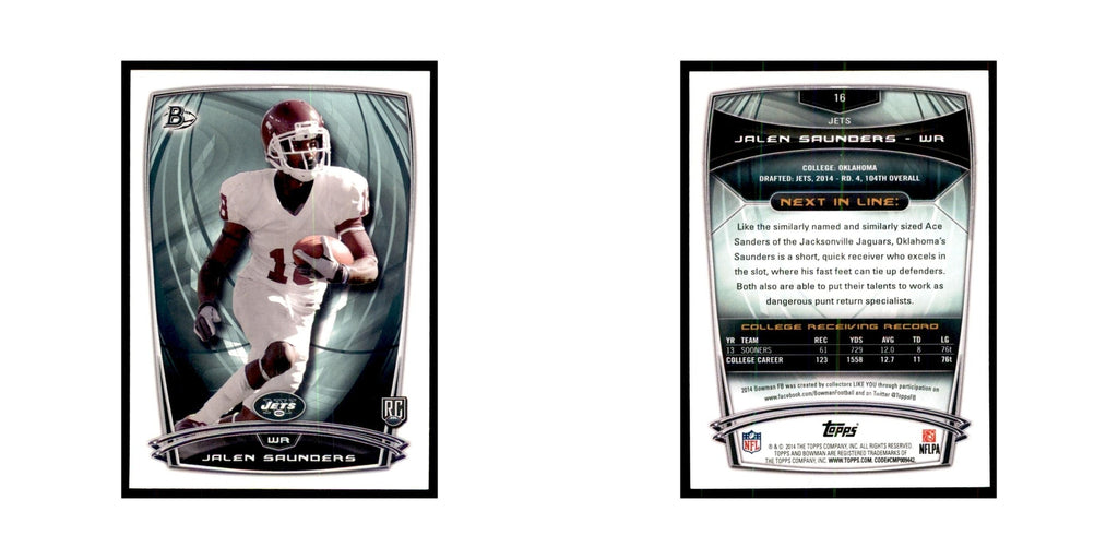 2014 Bowman Jalen Saunders RC Football Cards #16