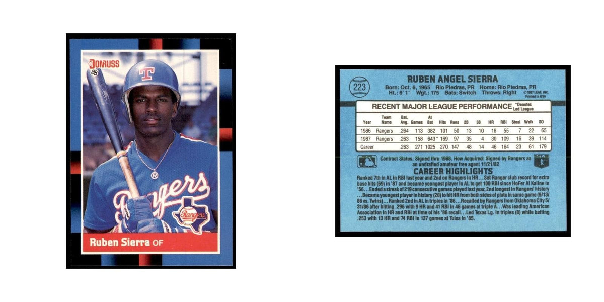 1988 Donruss Ruben Sierra Baseball Cards #223