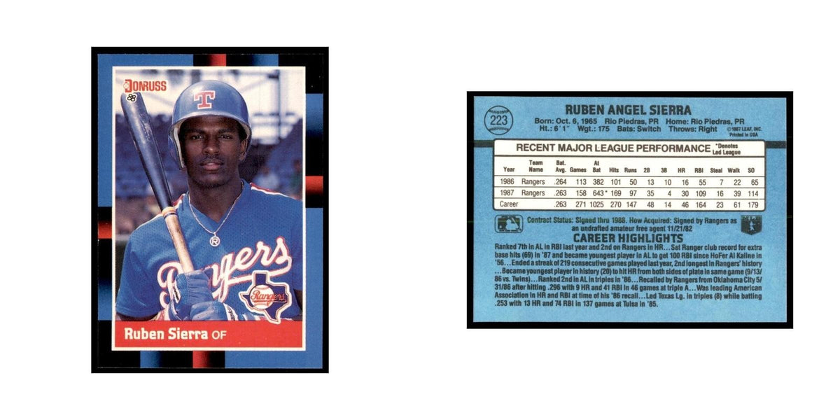 1988 Donruss Ruben Sierra Baseball Cards #223