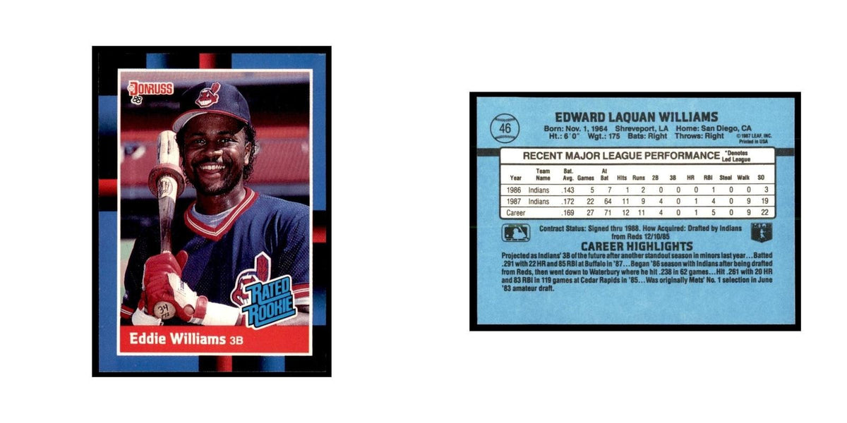 1988 Donruss Eddie Williams RC Baseball Cards #46