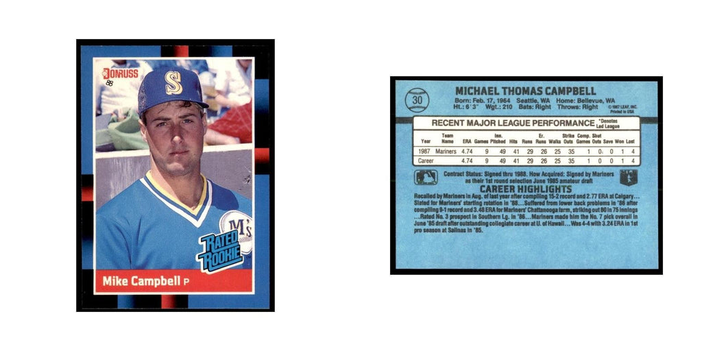1988 Donruss Mike Campbell RC Baseball Cards #30