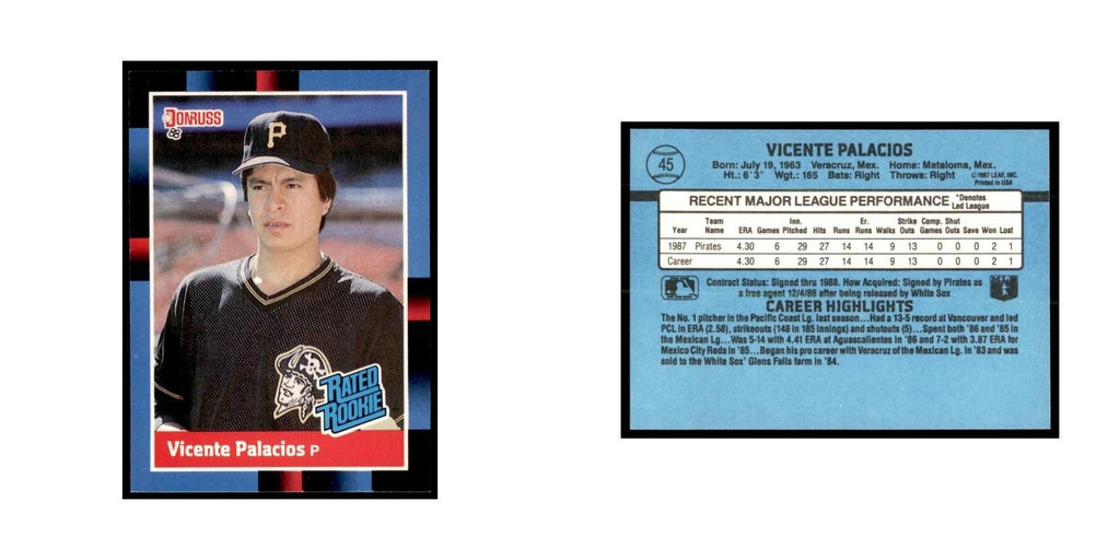 1988 Donruss Vicente Palacios RC Baseball Cards #45
