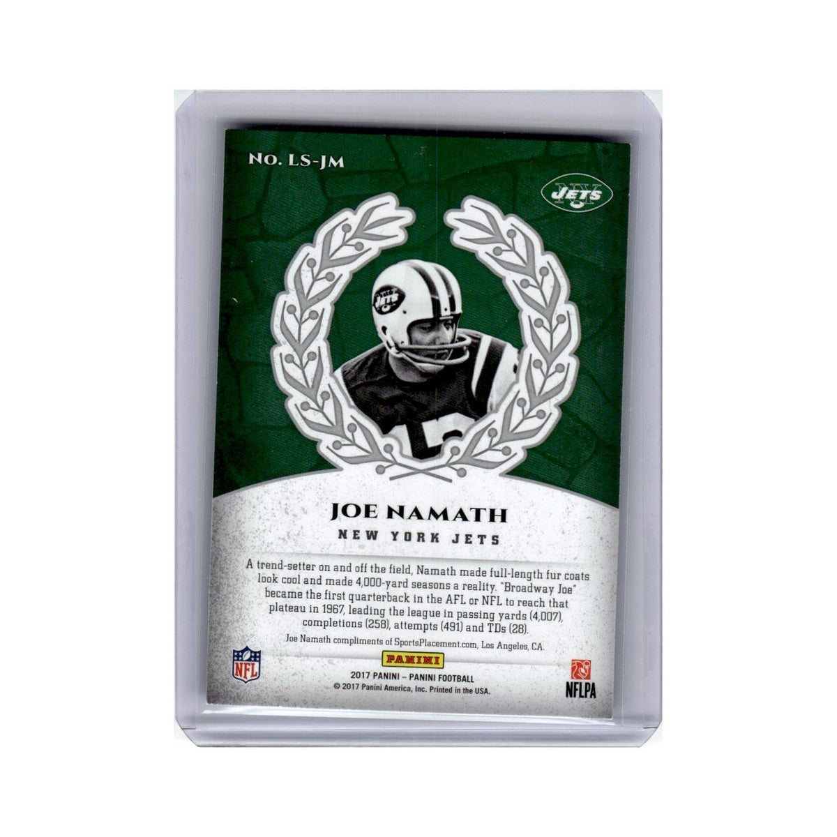 Joe Namath 2017 Panini Legends of the Shield #LS-JM New York Jets NM