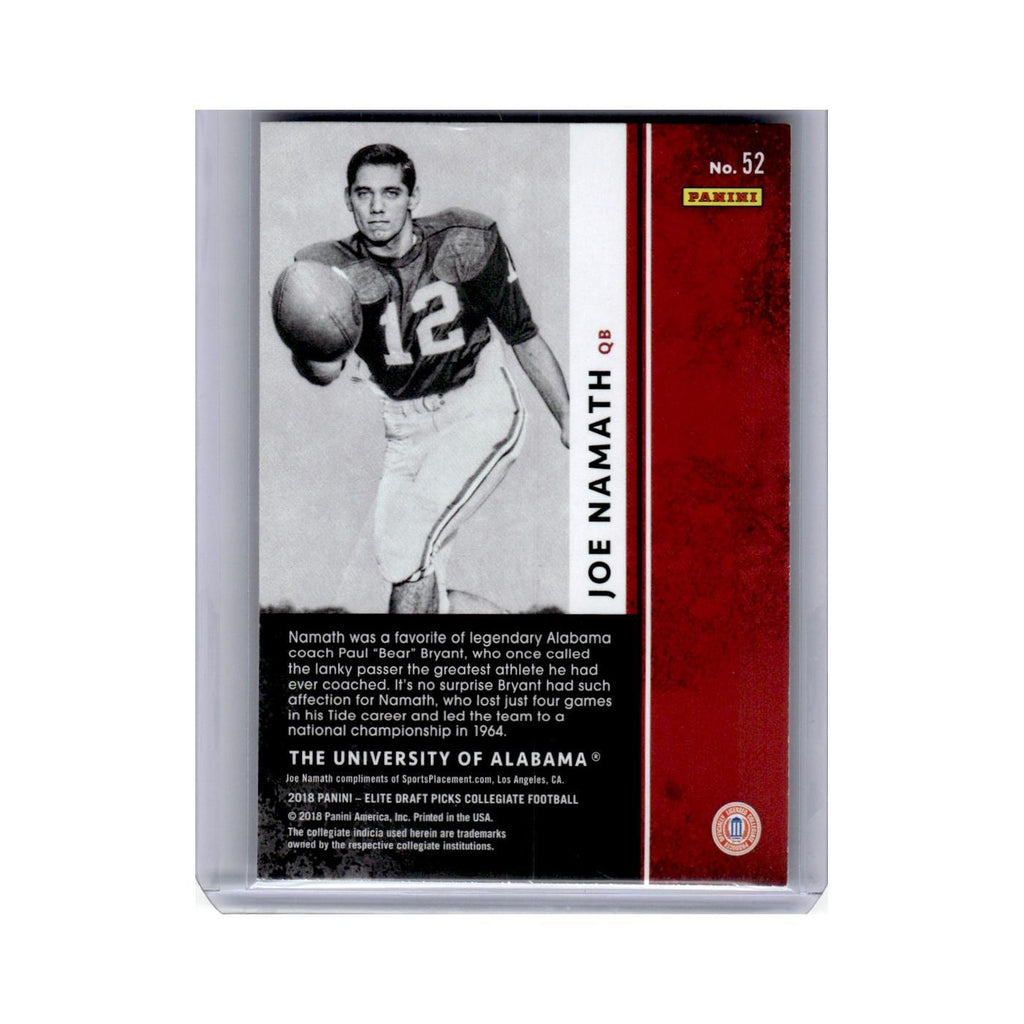 Joe Namath 2018 Panini Elite #52 Alabama Crimson Tide Football Card NM
