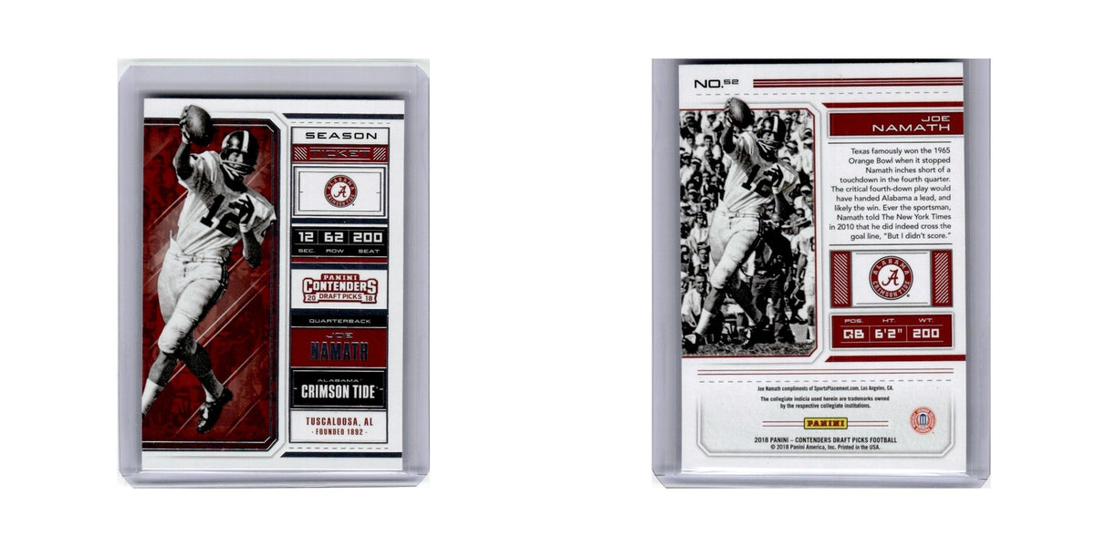 Joe Namath 2018 Panini Contenders Draft Picks #52 Alabama Crimson Tide NM