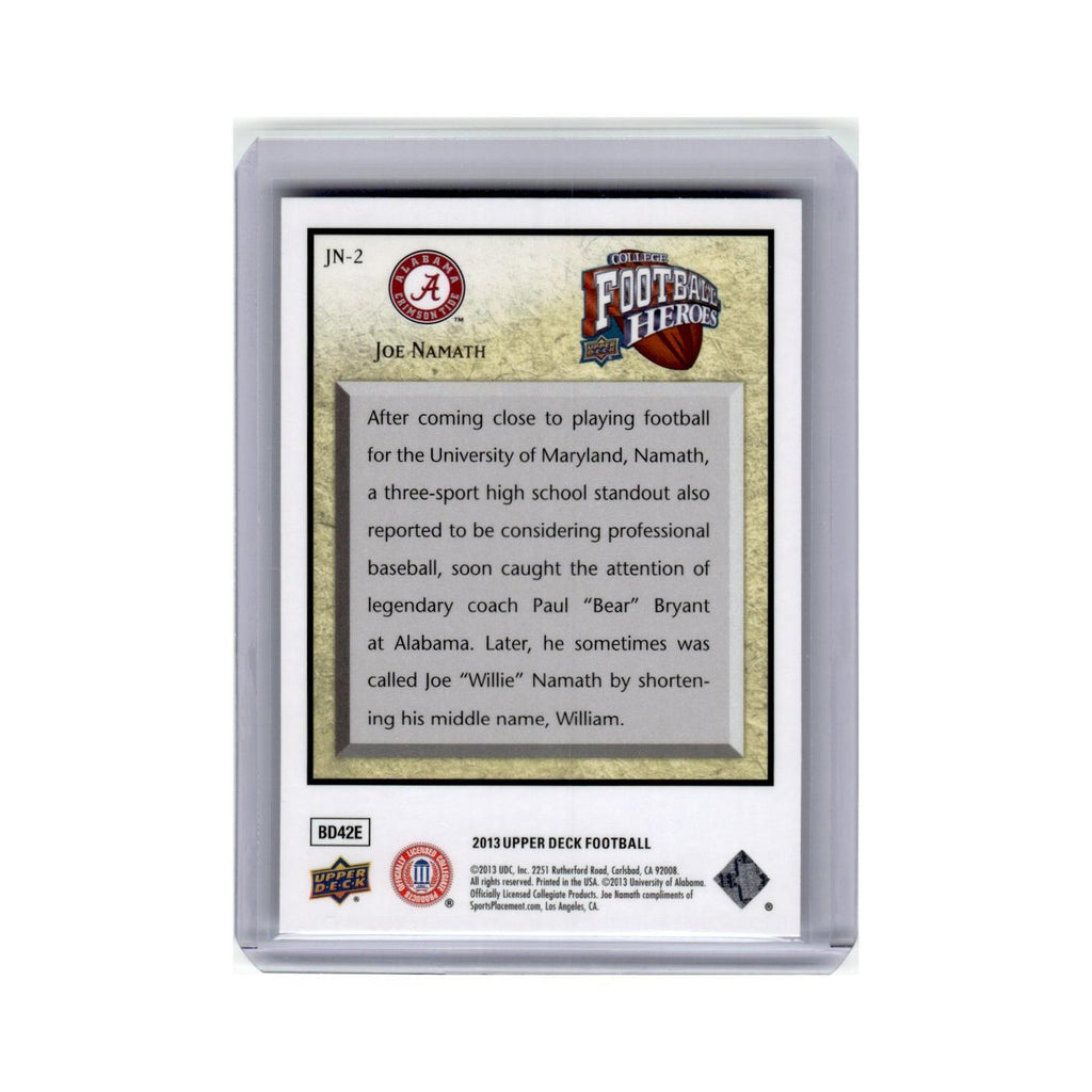Joe Namath 2013 Upper Deck Football Heroes #JN-2 Alabama Crimson Tide NM