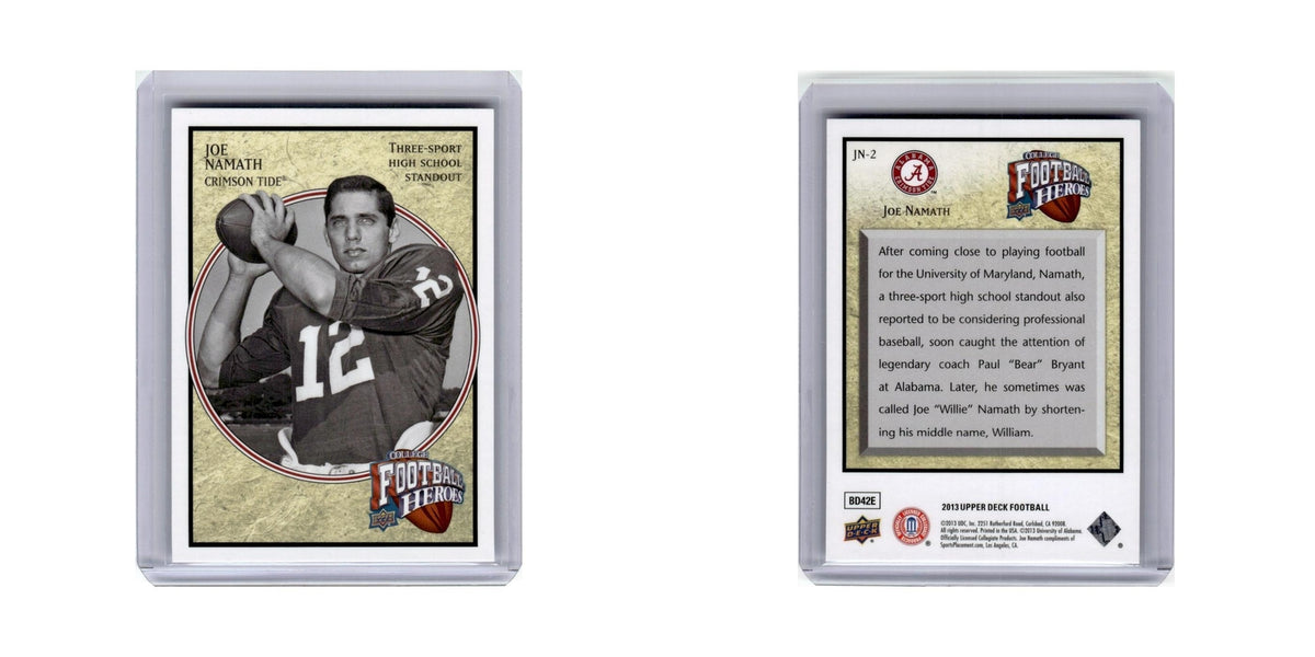 Joe Namath 2013 Upper Deck Football Heroes #JN-2 Alabama Crimson Tide NM