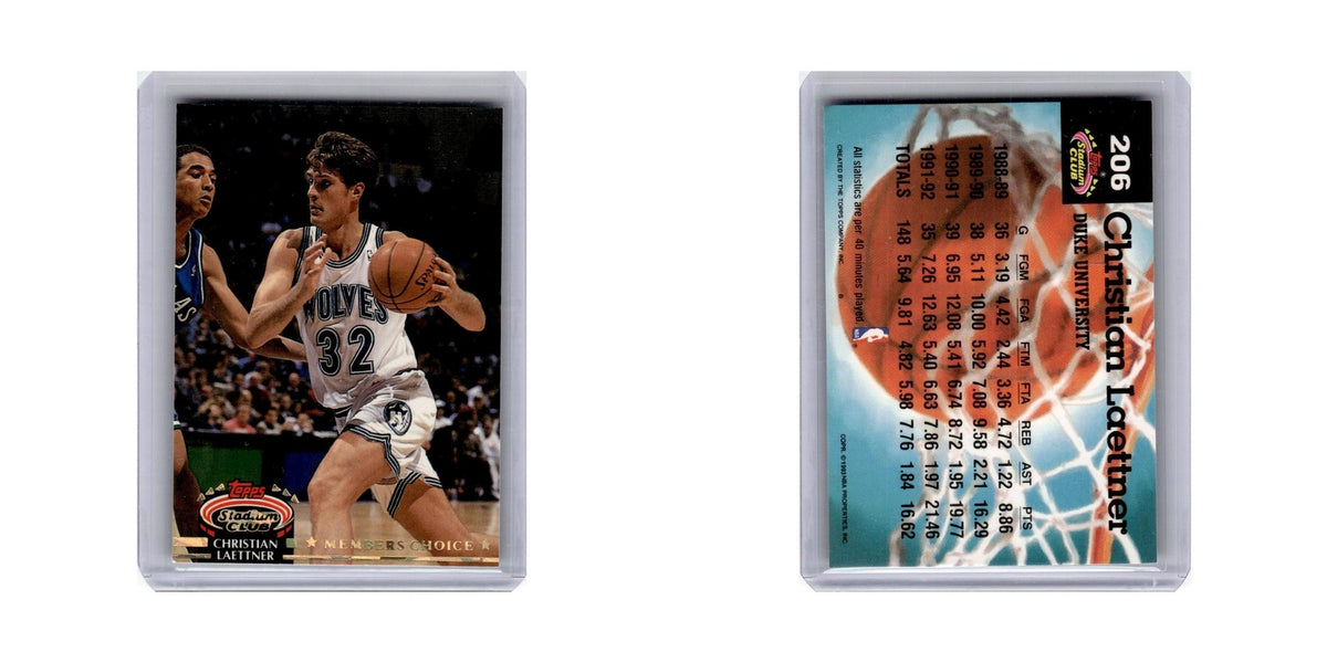 Christian Laettner 1992 Stadium Club #206 Basketball Card NM