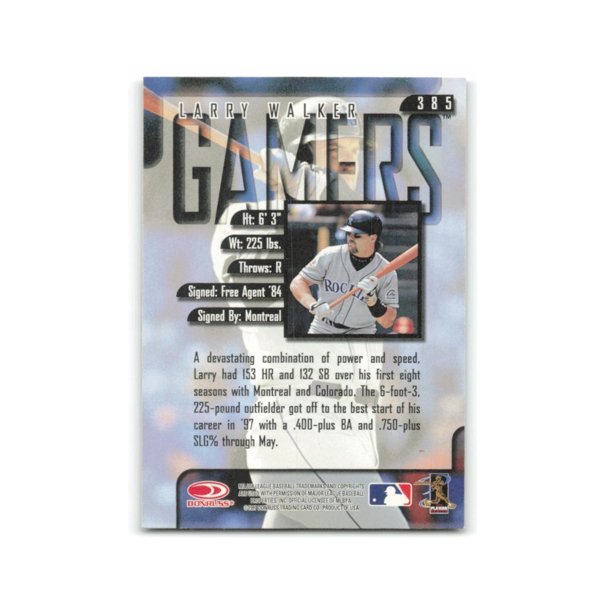 Larry Walker 1997 Leaf #385 Colorado Rockies Baseball Card NM