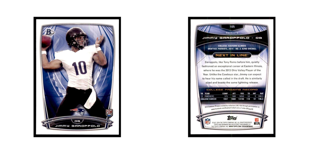 2014 Bowman Jimmy Garoppolo RC Football Cards #105