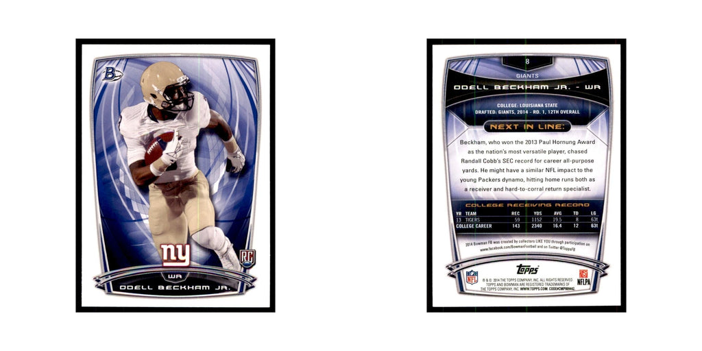 2014 Bowman Odell Beckham Jr. RC Football Cards #8
