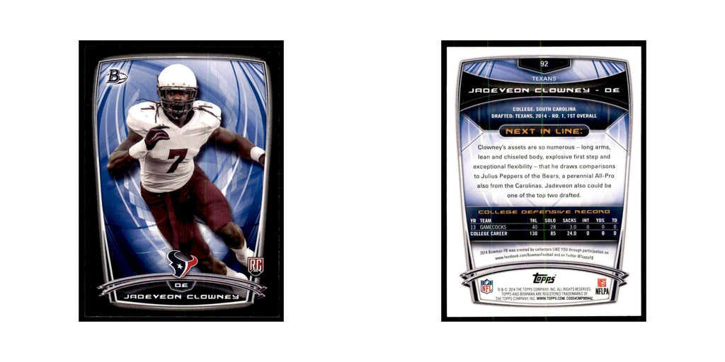 2014 Bowman Jadeveon Clowney RC Football Cards #92