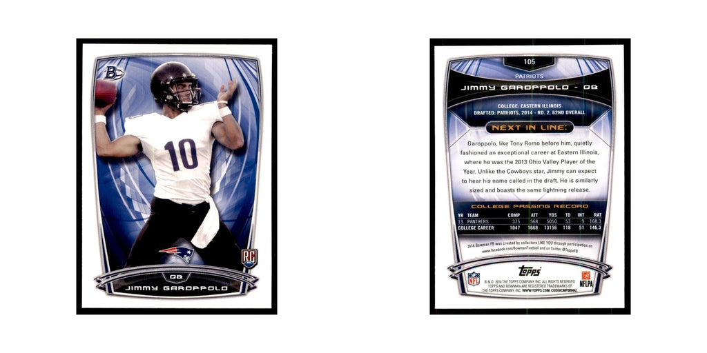 2014 Bowman Jimmy Garoppolo RC Football Cards #105