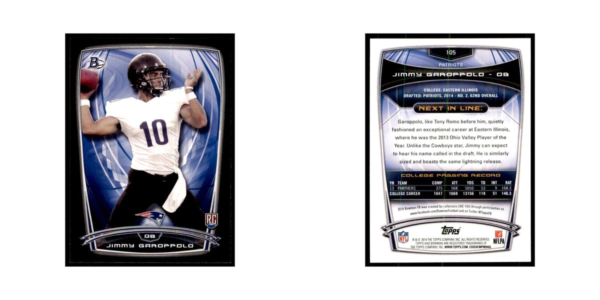 2014 Bowman Jimmy Garoppolo RC Football Cards #105
