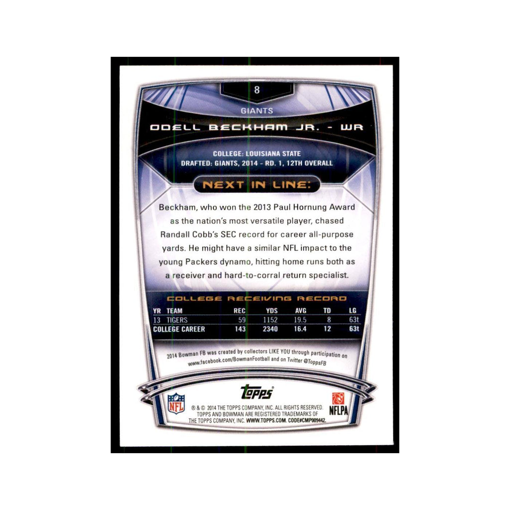 2014 Bowman Odell Beckham Jr. RC Football Cards #8