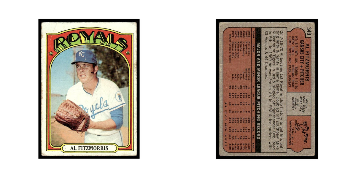 1972 Topps (Damaged) Al Fitzmorris Royals #349