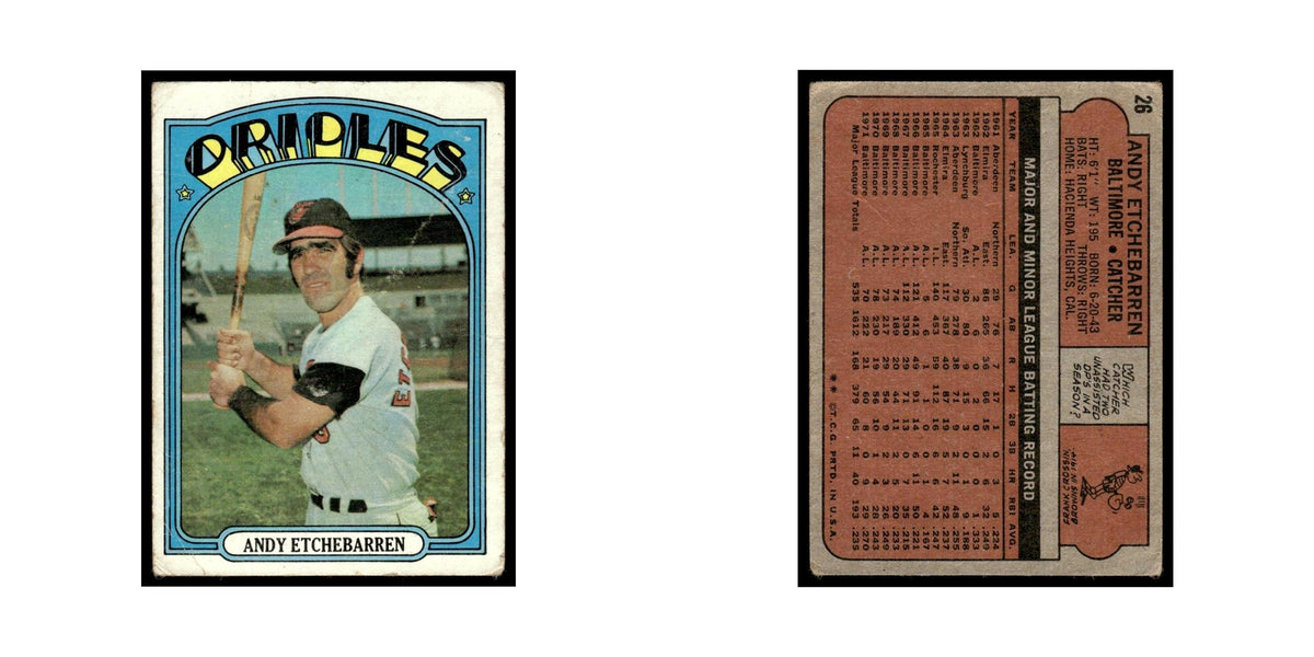 1972 Topps (Damaged) Andy Etchebarren Orioles #26