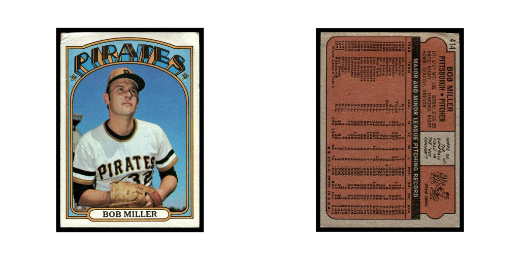 1972 Topps (Damaged) Bob Miller Pirates #414