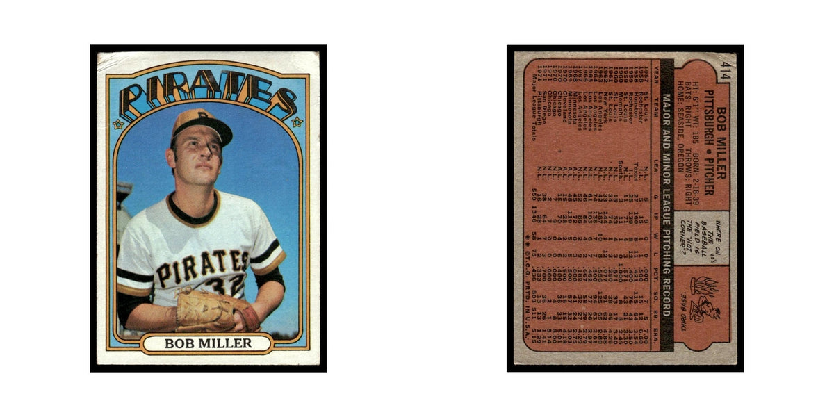 1972 Topps (Damaged) Bob Miller Pirates #414