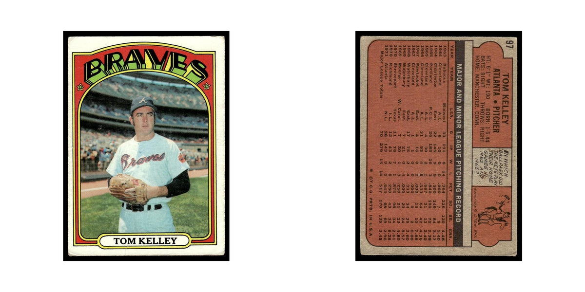 1972 Topps (Damaged) Tom Kelley Braves #97