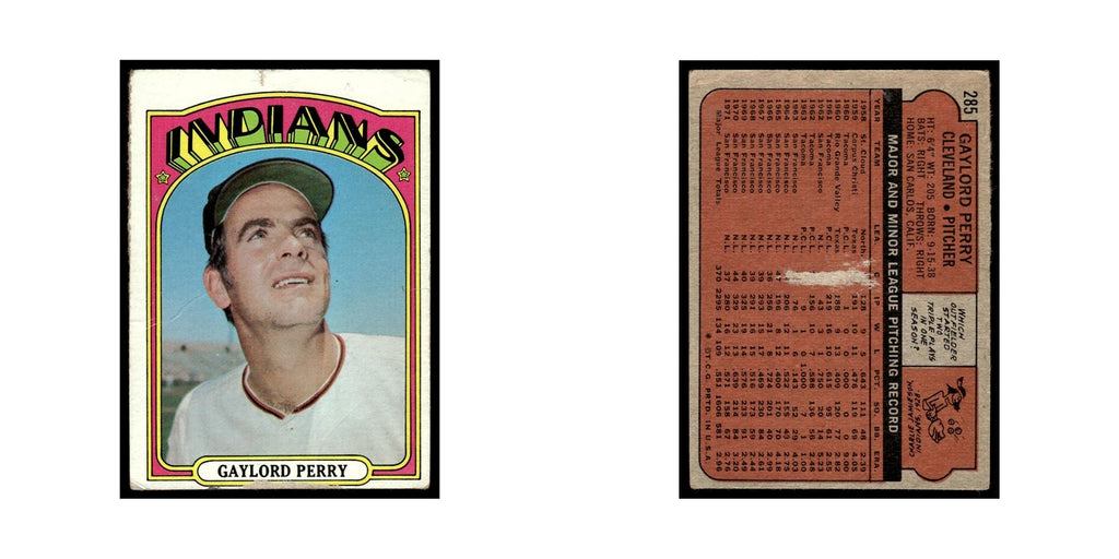 1972 Topps (Damaged) Gaylord Perry Indians #285