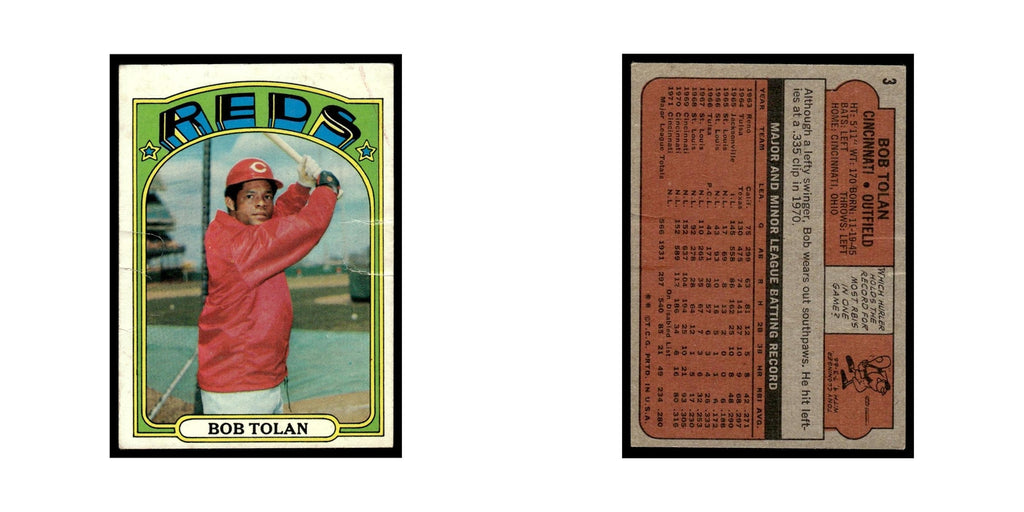 1972 Topps (Damaged) Bob Tolan Reds #3