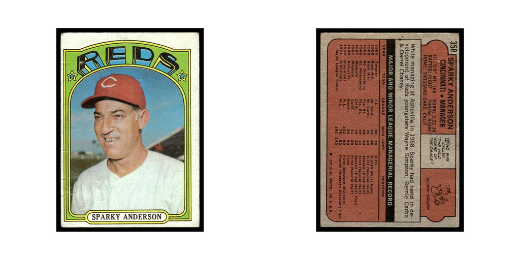 1972 Topps (Damaged) Sparky Anderson Reds #358