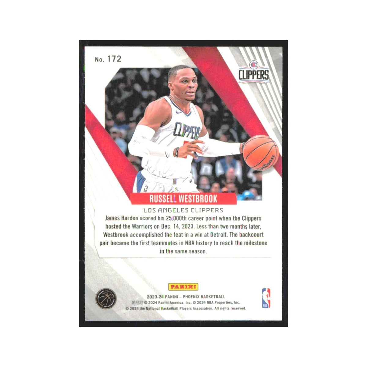 2023 Panini Phoenix Russell Westbrook Clippers #172